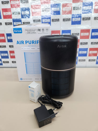 Purificador aire 3 niveles, 99.97% elimina el polvo, Para alergias al polen con Esponja Perfumada, Purificador de aire con filtro hepa, olor|3 Niveles de Velocidad|Luz de noche AIRTOK